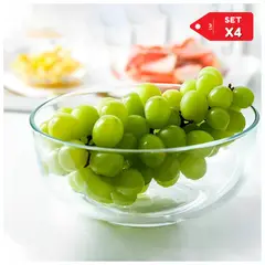 INSPIRA MARKET - Set x 4 Bowl Ensaladera de Vidrio 1200 ml