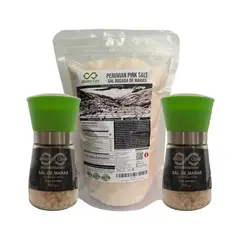 ALKALINE CARE - Sal Rosada de Maras 1kg + 2 molinillos de 100gr c/u