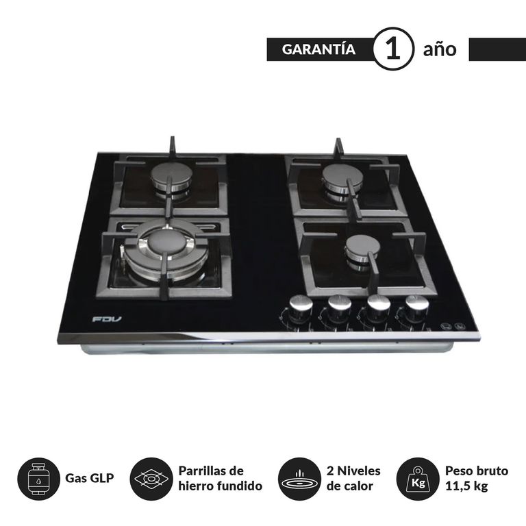Encimera Black 60cm Gas Glp
