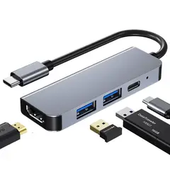 GENERICO - Adaptador 4 en 1 Tipo-C to Hdtv 4k+ Usb3.0 + Usb2.0 + Tipo-C