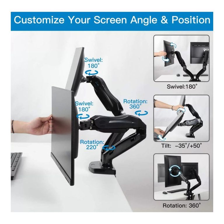 Rack ergonomico para 2 monitores flexigas