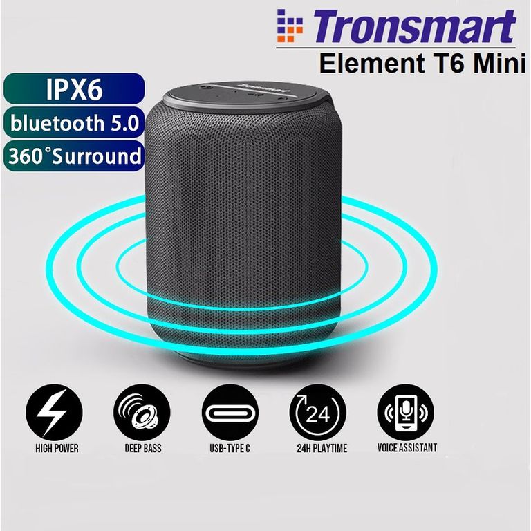 Parlante Bluetooth T6 mini - waterproof ipx6- 24hrs musica