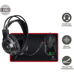 KUZLER - Kit gamer 3 en 1 audifonos gamer + mouse gamer + mouse pad