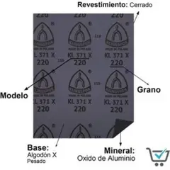 KLINGSPOR - Pack x 5 : Lija de Fierro KL371 Grano 60 - Gris
