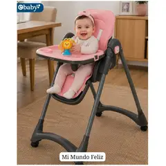 EBABY - Silla de Comer para Bebe Plegable con Niveles de Altura Rosa