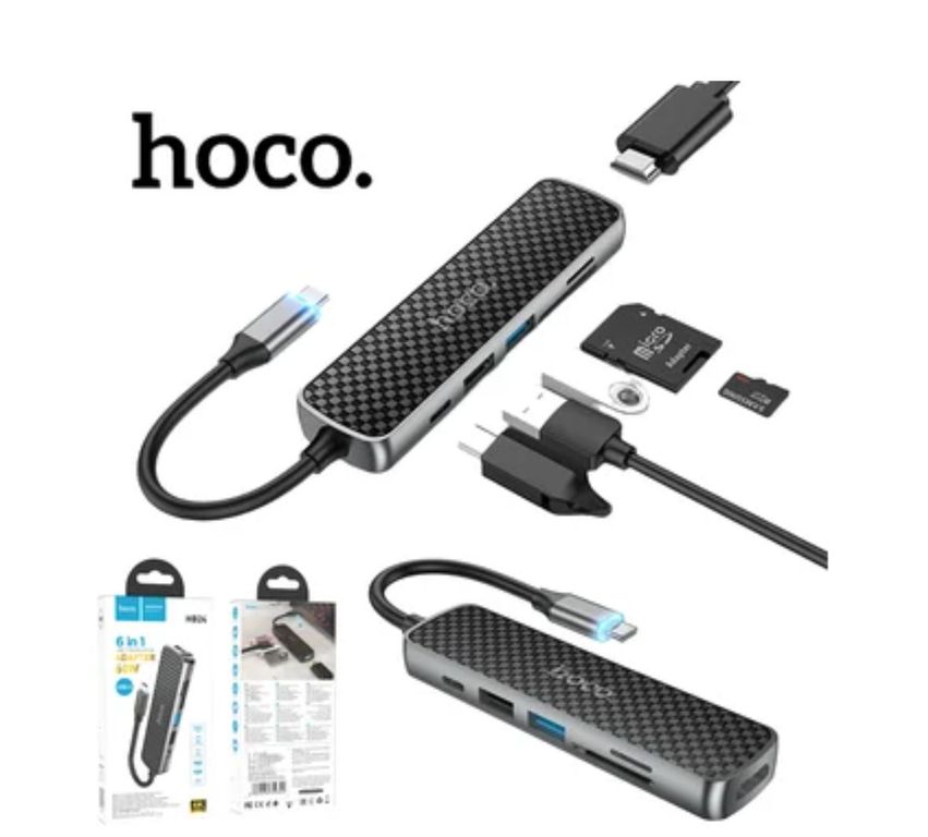 6 en 1 tipo C a HDMI USB 3.0 + TF Micro SD Lector de tarjetas hub