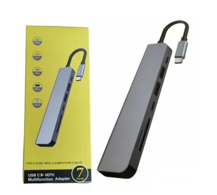 Adaptador Tipo C a Hmdi 4k 7 en 1 Usb 3.0 lector tarjetas Multipuerto