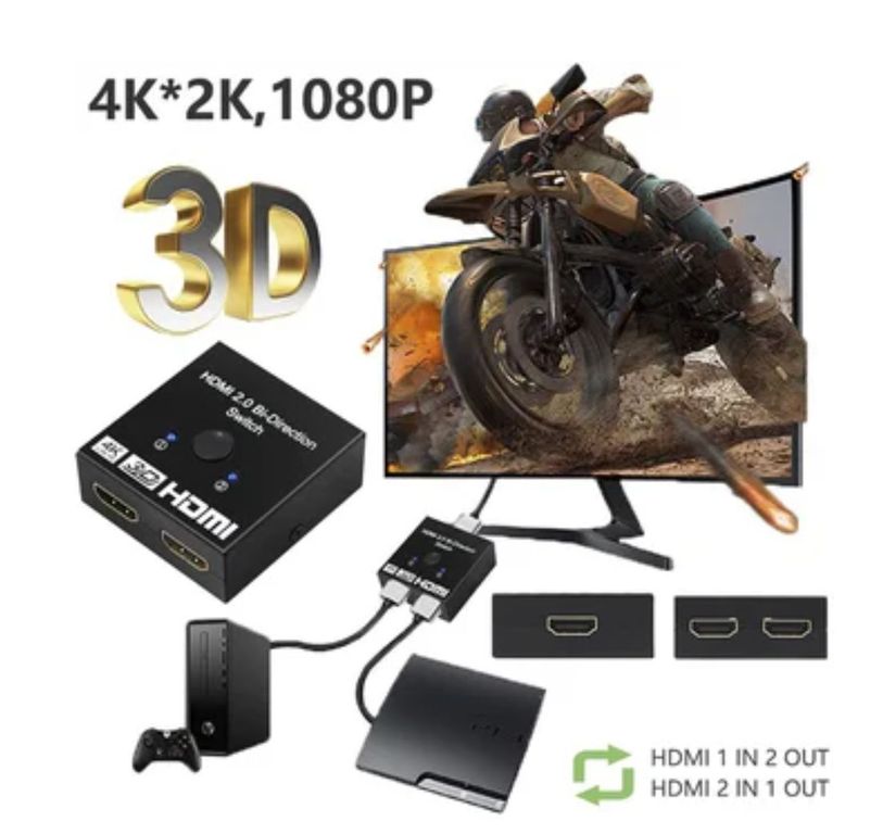 Interruptor hdmi bi direccional 2 en 1 Splitter y Switch 2 a 1 - 1 a 2