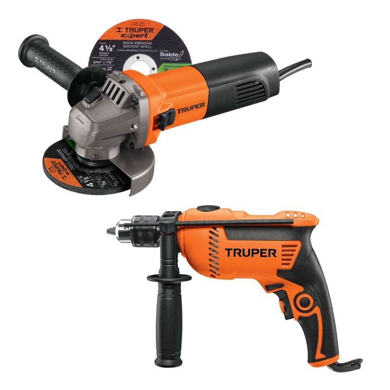 Combo Taladro percutor 1/2" 600w + amoladora esmeril 4 1/2" 800w