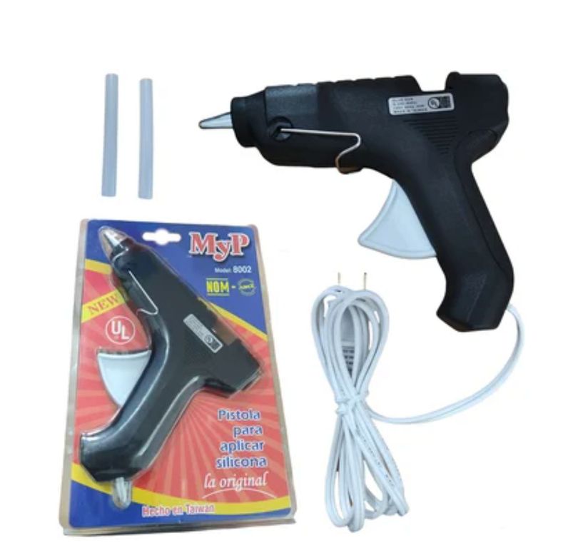 Pistola para aplicar silicona MyP 8002 40w 60hz + 2 barras 10cm Negro