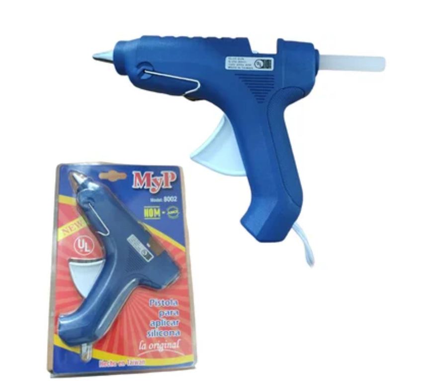 Pistola para aplicar silicona MyP 8002 40w 60hz + 2 barras 10cm Azul