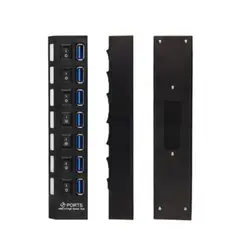 GENERICO - Hub 7 Puertos Independientes 3.0 Usb Botón Encendido Cada Puerto Negro