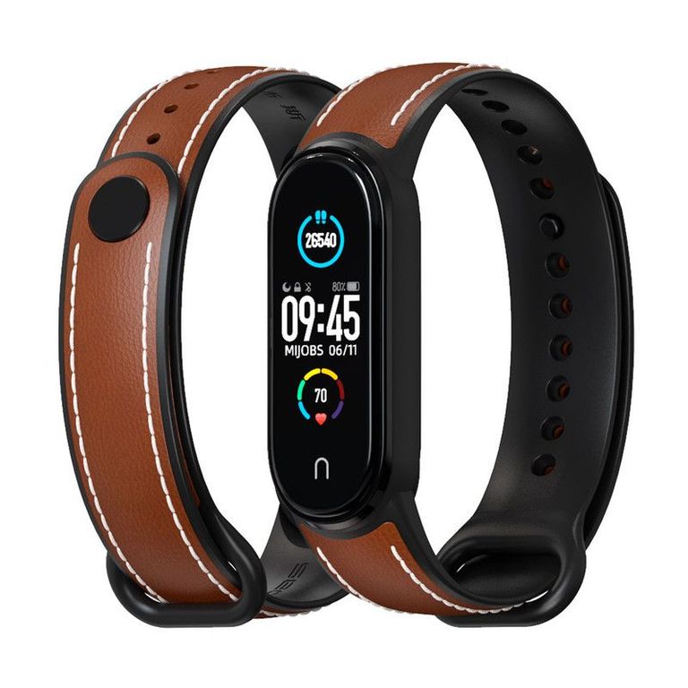 Correa de Cuero Xiaomi Mi Band 6 y 5 Marron-NG