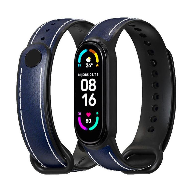 Correa de Cuero Xiaomi Mi Band 6 y 5 Azul-NG