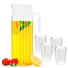 MINARI - Jarra de Vidrio con Tapa 1.2 L + 4 Vasos 8 Oz 697J