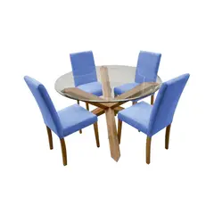 HOME PREMIUM - Juego de Comedor 4 Sillas Italo Azul.