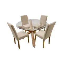 HOME PREMIUM - Juego de Comedor 4 Sillas Italo Beige.