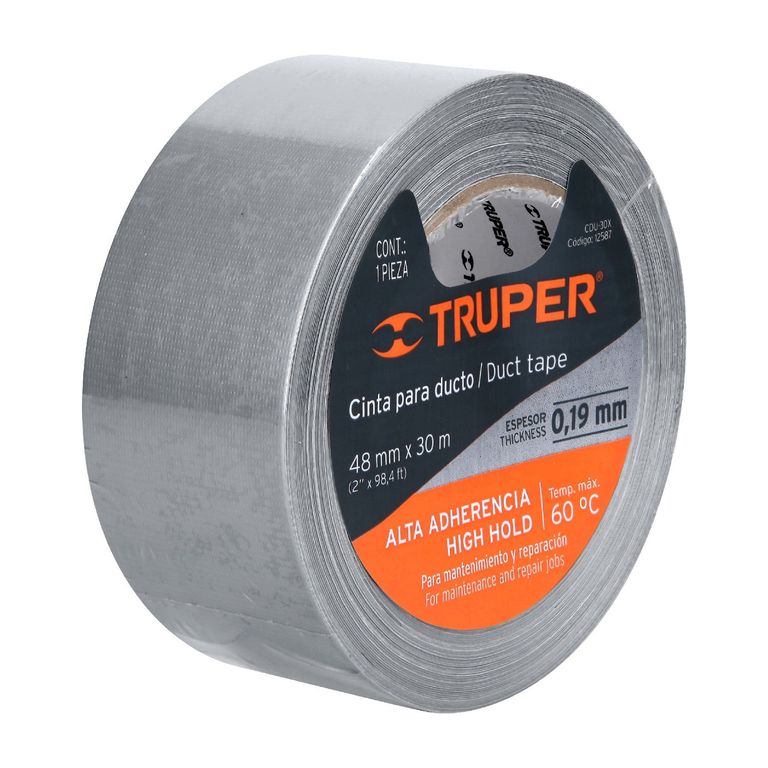 Cinta Duct Tape 2" x 30mts x 0.19mm 12587 - Plateado