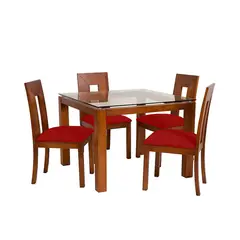 HOME PREMIUM - Juego de Comedor 4 Sillas Honey Rojo.