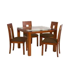 HOME PREMIUM - Juego de Comedor 4 Sillas Honey Chocolate.