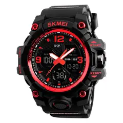 SKMEI - Reloj 1155 Doble Hora 5 Atm negro/rojo