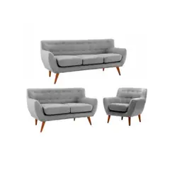 FABIANI HOME - Juego De Sala Nazli 3-2-1 Cuerpos Gris