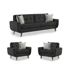 FABIANI HOME - Juego De Sala Mango 3-1-1 Cuerpos Negro