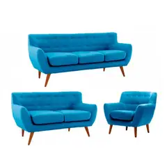 FABIANI HOME - Juego De Sala Nazli 3-2-1 Cuerpos Azul