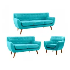 FABIANI HOME - Juego De Sala Nazli 3-2-1 Cuerpos Turquesa