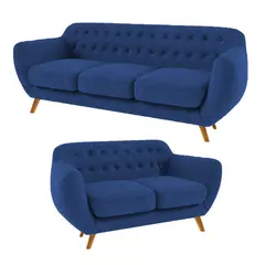 FABIANI HOME - Juego de Sala Vintage 3-2 Cuerpos Azul