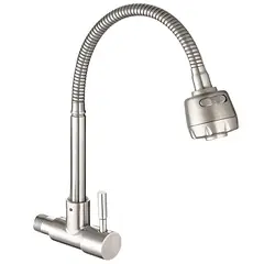 GENERICO - GRIFERIA PICO FLEXIBLE A LA PARED ACERO PESADO