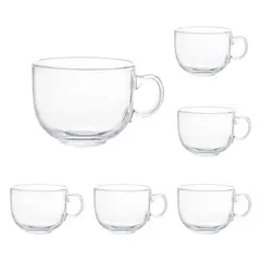 INSPIRA - Juego de 6 Tazas de Vidrio Con Mango Transparente