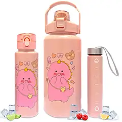 MINARI - Tomatodo Botella Kawaii 3 Piezas Stickers 2D y 3D Rosa 699T