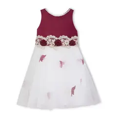 LITTLE CHICKS - Vestido bebe y niña fiesta elegante - Guinda