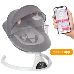 PERU IMPORTACIONES - MECEDORA ELÉCTRICA GRIS PARA BEBÉ BLUETOOTH CON APP