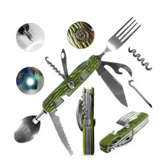 GENERICO - Navaja Multiusos Cubiertos 11 Funciones Camping