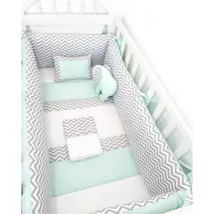 GENERICO - Protectores Laterales Parachoques de cuna diseño Zig Zag