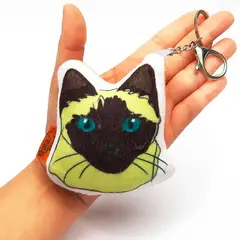 QALA DISEÑO - Llavero hecho a mano - - Gato Siamés