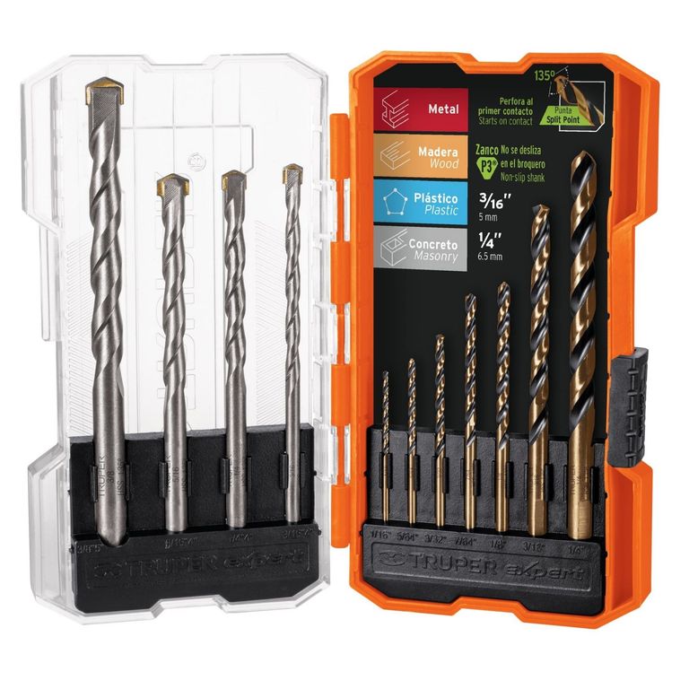 Juego brocas para metal y brocas para concreto 11 piezas ,