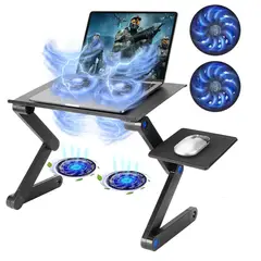 SEISA - Mesa Cooler De Metal Para Laptop Posa Mouse + 2 Ventiladores