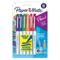 PAPER MATE - Marcadores Flair Bold Tip X 6 Punta Gruesa.