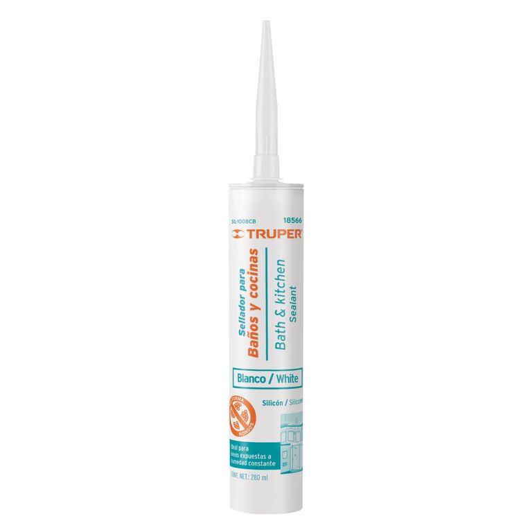 Silicona blanca, sellador para baños y cocina, 280 ml, SIL-100BCB-18566