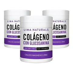 LIMA NATURALS - Pack 03 pomos Colágeno con Glucosamina 500 gramos