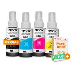 EPSON - Set 4 tintas T664 Sistema Continuo l395 l380 l575 l555 L1300