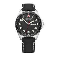 VICTORINOX - Reloj Fieldforce correa de cuero negro dial negro