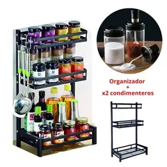 INSPIRA MARKET - Organizador de condimentos 3 niveles con 2 condimenteros pack