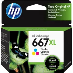HP - Cartucho Tinta 667 Tricolor Alto Rendimiento Deskjet Plus