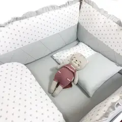 GENERICO - Protector Lateral Parachoques cuna diseño plomo y estrellita