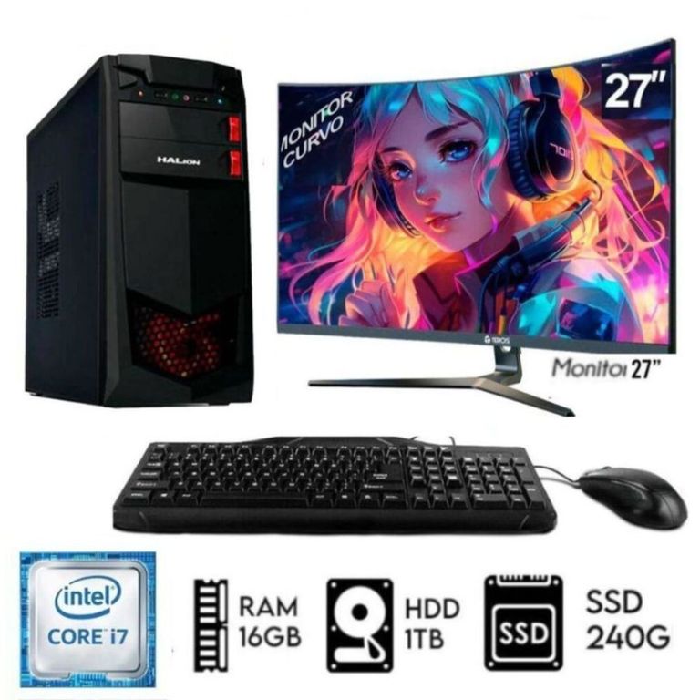 Computadora PC Core i7 3.2ghz RAM 16GB Disco1TB+SSD 240GB Monitor 27 FHD