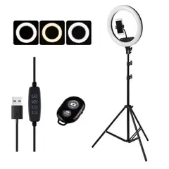 GENERICO - Aro Led 26 Cm Video +Tripode 2.1 MT + BLUETOOTH